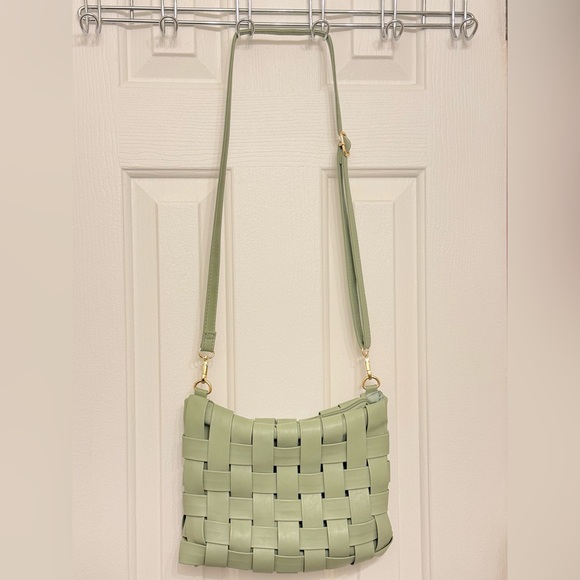 Anthropologie Lindy Woven Crossbody Bag Mint/Pistachio Green - Picture 2 of 7